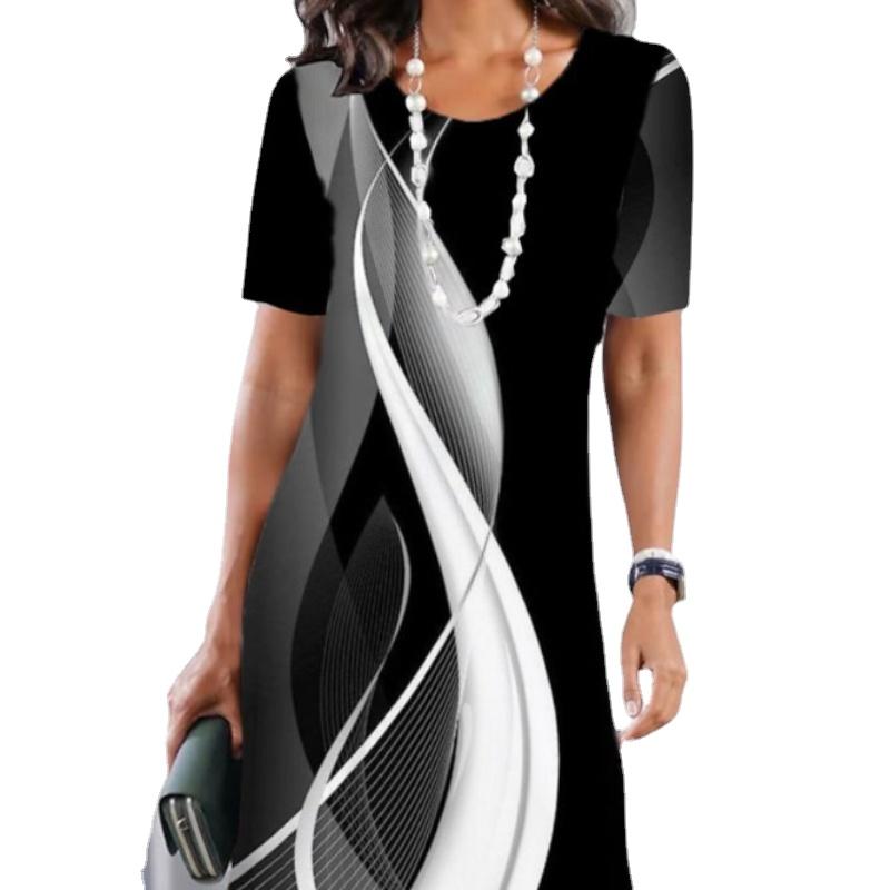 YYFS Kadın Modası Yaz İlkbahar Kısa Kollu O-Boyun Günlük Elbiseler