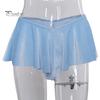 Women Shorts V-shaped Low Waist Ultra Short Pleated Solid Color Patchwork Elastic Soft Summer Lady Party Club Mini Skirt