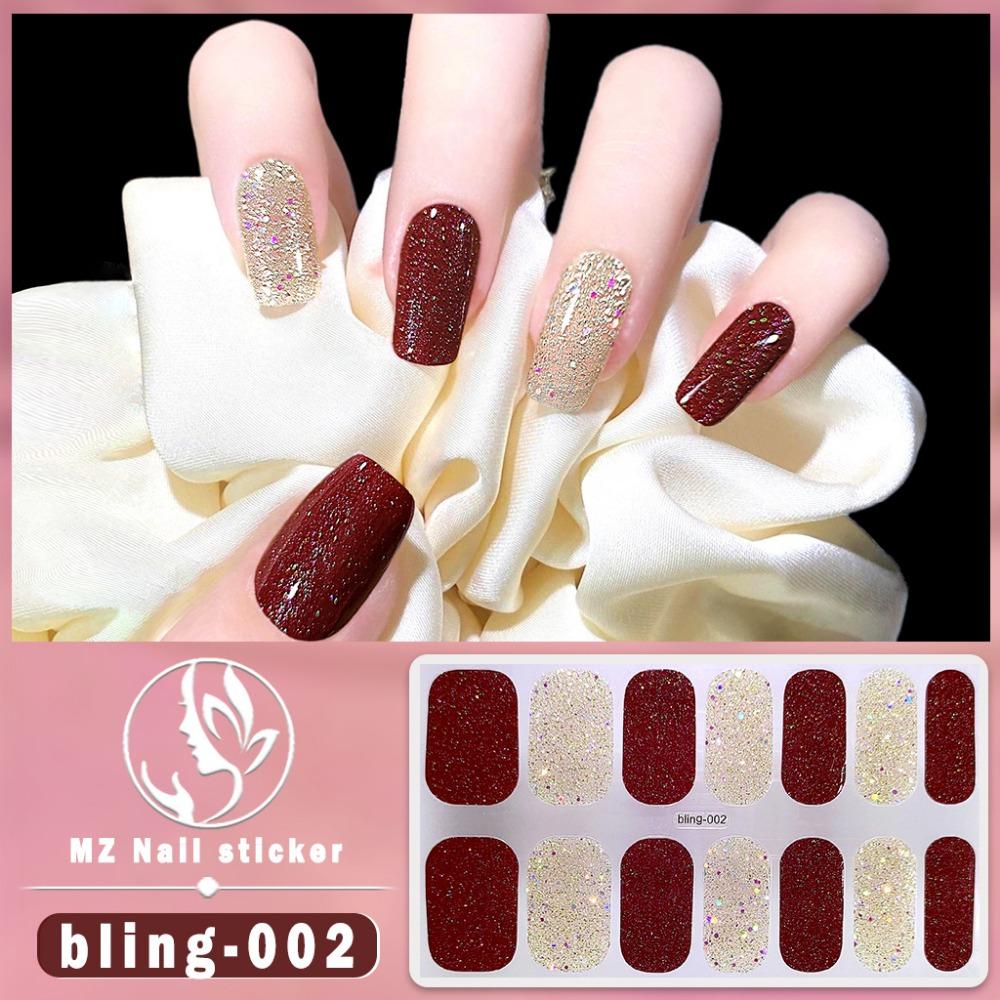 Charm Finger 14 Finger New Bling Fine Flash Aurora Gel Nail Oil Film Self-Adhesive Waterproof Seal-free Nail Art Sticker