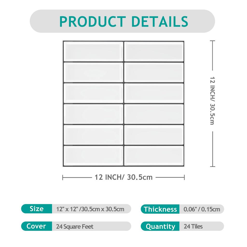 VEELIKE 24er Set Fliesenaufkleber, wasserdicht, 3D-Tapetenaufkleber, Fliesenaufkleber, Fliesenaufkleber, Küchenmosaikfliesenaufkleber, Fliesenwandpaneel, Fliesen-Remake-Blatt