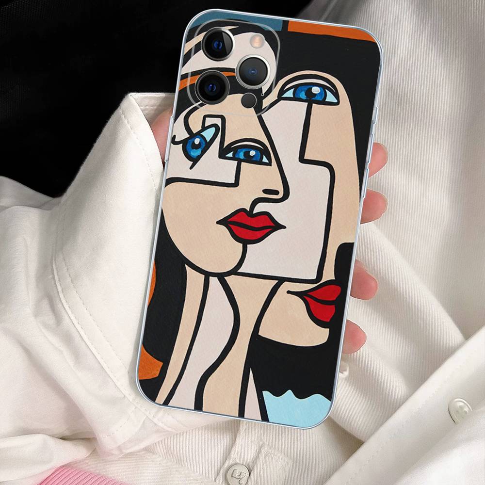 

Picasso Abstract Art Painting Phone Case For IPhone 17 16e 16 15 14 13 12 11 Mini Pro Max Plus Transparent Soft iPhone 13pro max