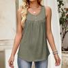 Women's Fashionable Plain Color, Round Neck, Button-Decorated Sleeveless Vest Top, Suitable For Both Inner And Outer Wear.