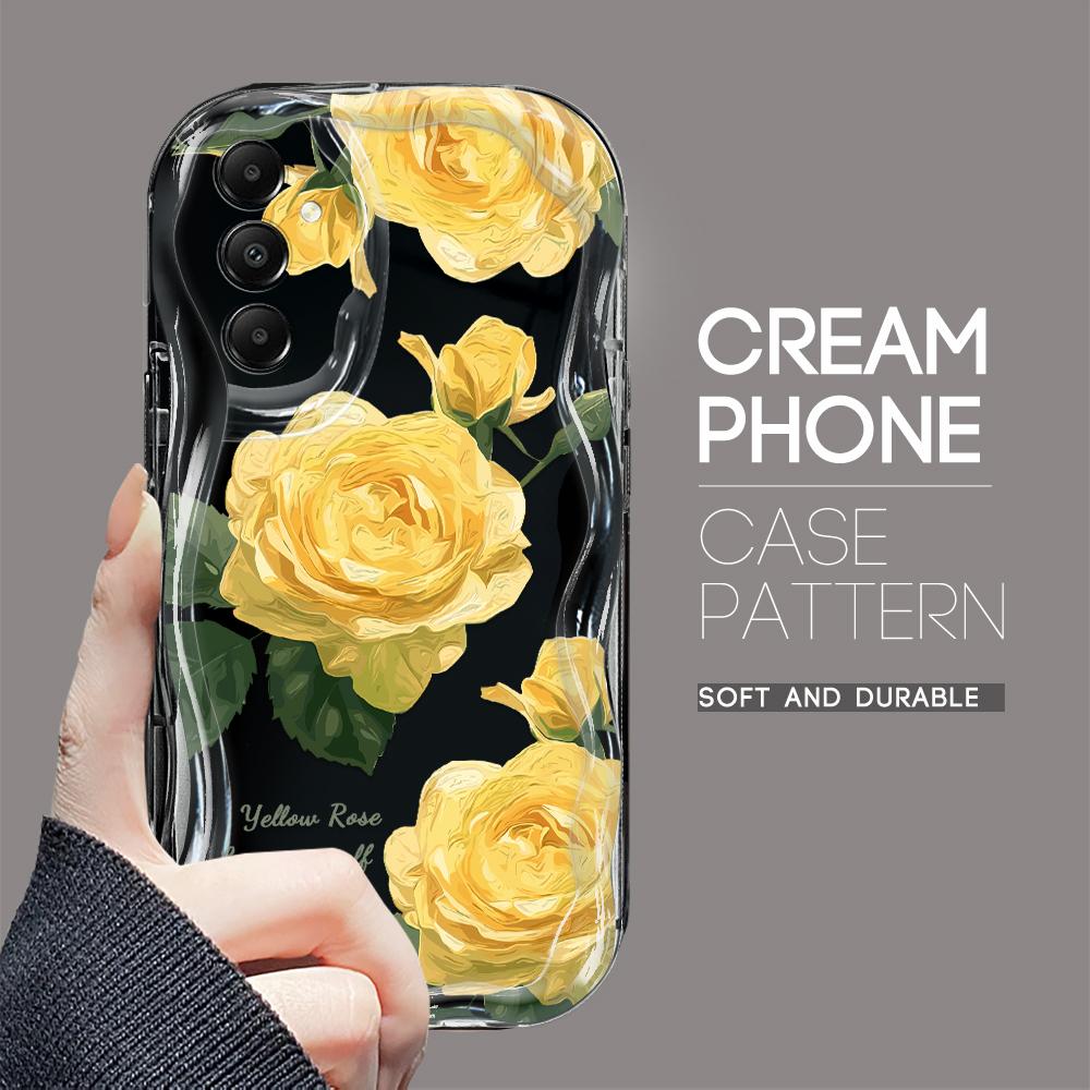 Cute Cartoon Pattern Cream Texture Casing Wavy Edge Soft Silicone Cover Phone Case for Samsung