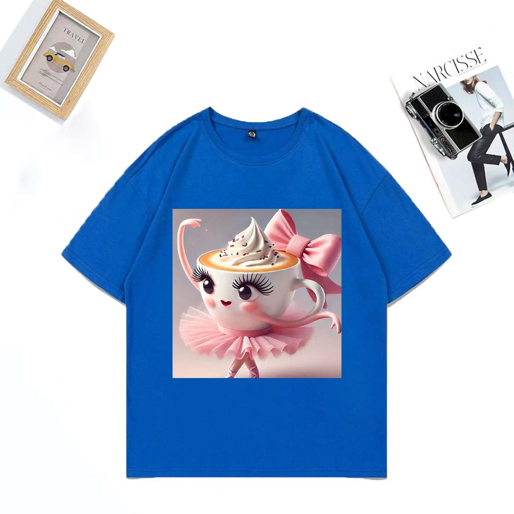 Ballerina Cappuccino Fashion Cotton TShirt Unisex WOMENs Hip Hop Streetwear Cute Tees Casual Short Sleeve Vintage Loose Tshirts