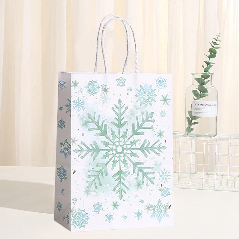 Eco-Friendly Kraft Paper Gift Bag With Floral Print Handheld Christmas Wedding Favors