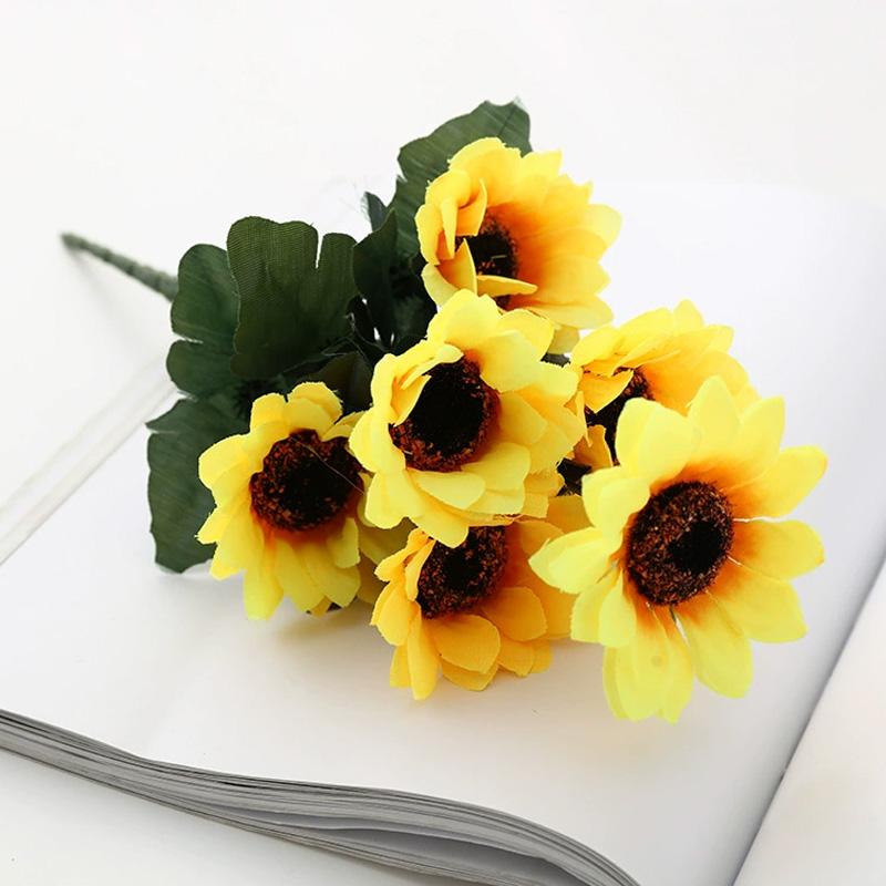 1 Bunch Silk Sunflower Realistic Artificial Flowers Bouquet Home Decor Fake Flowers Wedding Bouquet 24 Sunflower