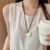 Hanging Neck Long Leather Necklace Love Heart Korean Sweater Chain  Women