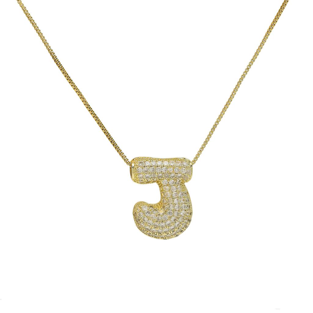 Luxury Zircon 26 English Letter Pendant Necklace for Women Gold Plated Stainless Steel Chain Fat Alphabet Hip Hop Necklace