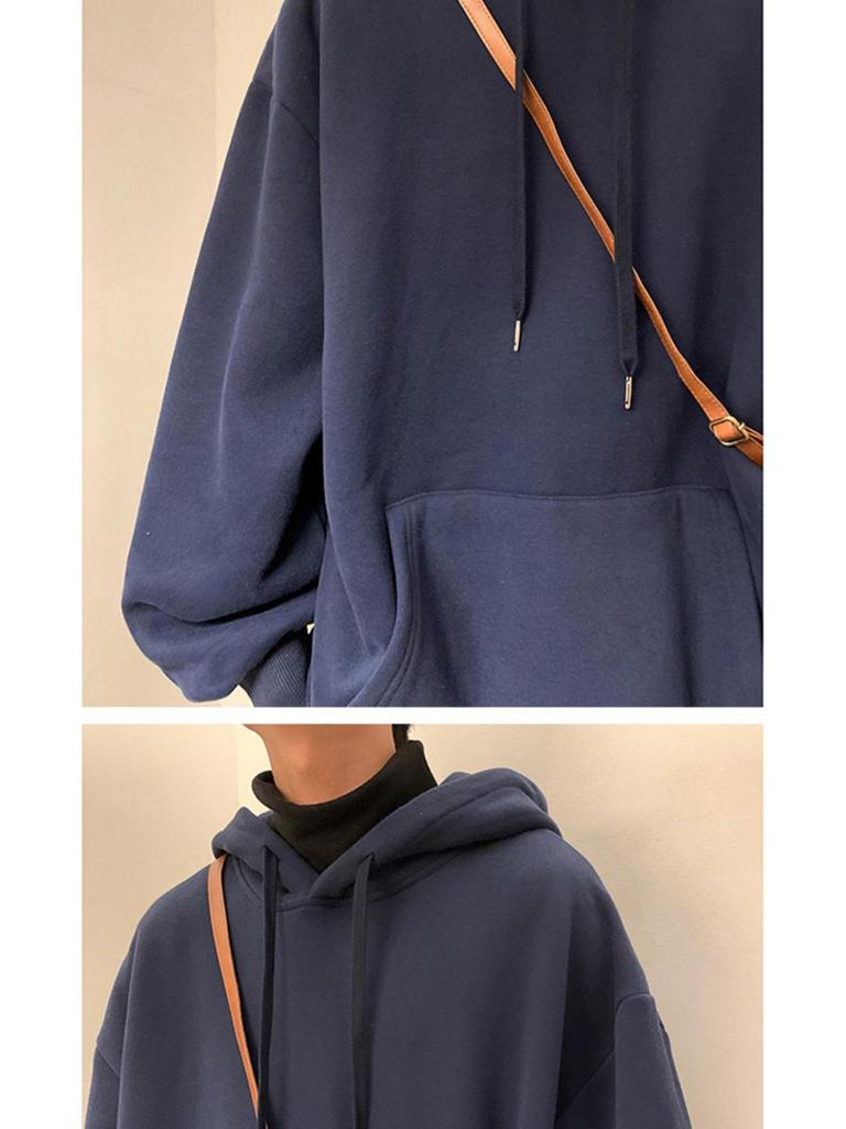 Trendiger Oversize-Hoodie für Herren: 300 g schwere chinesische Baumwolle, einfarbig, Westküsten-Stil, Unisex.