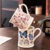 Butterfly Ceramic Cup, Household Tea Cup, Breakfast Cup, Coffee Cup, Milk Cup, Mug, Household Drinking Cup