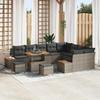 12-Piece Garden Sofa Set with Gray Poly Rattan Cushions, 3-Piece Garden Dining Set 3362958