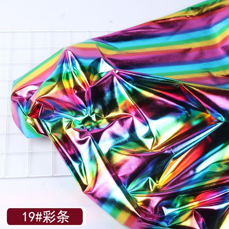 Elastic Golden Reflective Fabric By The Meter for Stage Clothes Hats Decoration Sewing Plain Bronzing Cloth Smooth Skin-friendly