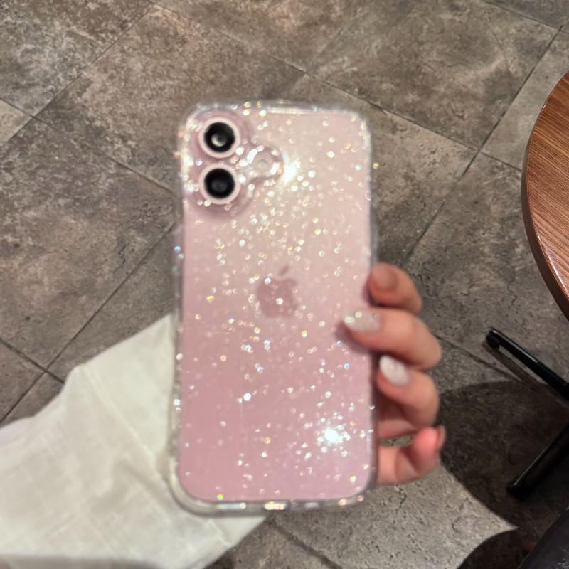 Luxury Glitter Transparent Bling Case For iPhone 11 12 13 14 15 16 Pro Max X XR XS 7 8 Plus Shockproof Soft Bumper Cover