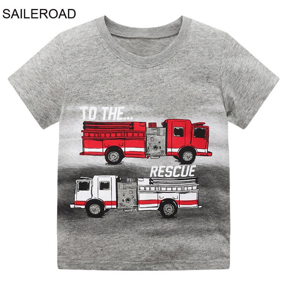 

Summer T-shirt Cotton Short-sleeved Cartoon Car Excavator T-shirt Children s T-shirt Girls Tops Boys Children s Clothing 100