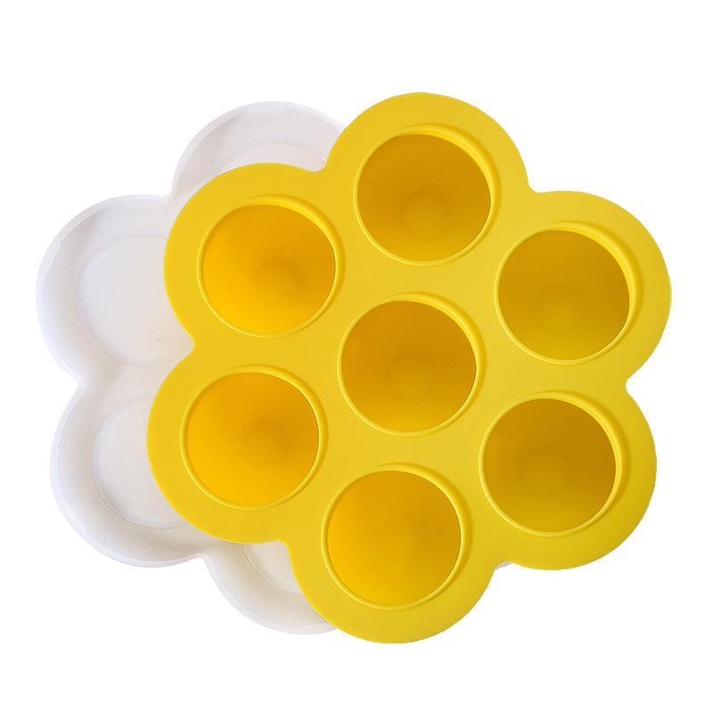 130g Silicone Supplementary Food Box 7-hole with Lid Children's Snack Fresh-keeping Box Ice Grid Air Fryer Egg Steamer