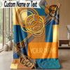 Golden Theme Personalized Blanket Custom Name Print Cozy Flannel Household Blanket 1pc