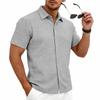 Men's Casual Shirts Textured Short Sleeve Button Down Shirt Summer Loose Fit Knit Tops for Men