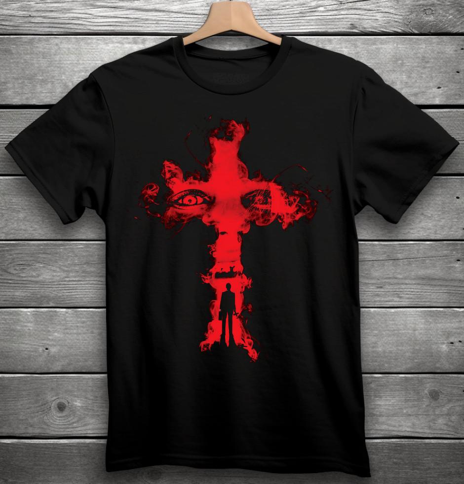 The Exorcist Movie Horror TShirt Black S3XL Regan Red Cross Tee Unisex T-Shirt S