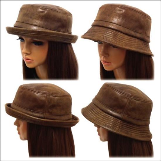 Happy Hat Soft Leather Pork Pie Hat, 60cm/57cm, Camel, Hat-1056-02-57