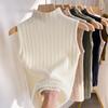 Knitted Inner Vest Women's Spring, Autumn and Winter New Foreign Style Vest Short Semi-turtleneck Sleeveless Outer Wear Thickened Bottoming Shirt