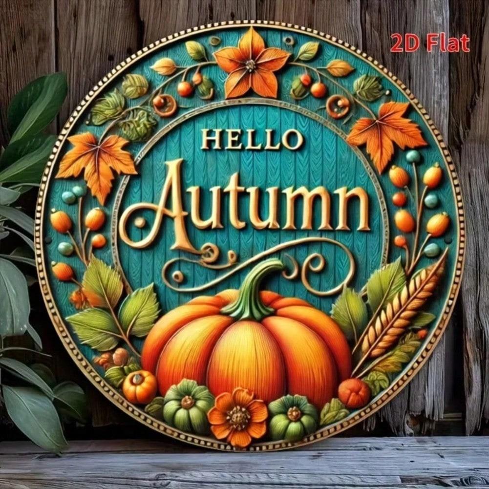 Aluminum Fall Sign Autumn Decor Wreath Accessory Halloween Home Wall Art