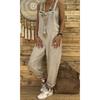 Women's Sleeveless Bow Detail Linen Blend Loose Fit Casual Ankle Length Overall Jumpsuit