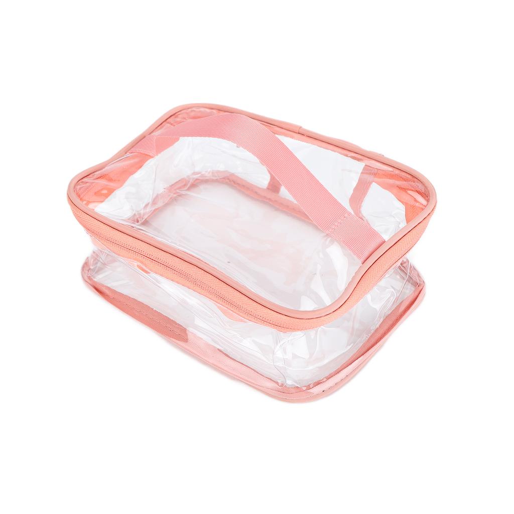 Clear Toiletry Bag Travel Cosmetic Makeup Bag PVC Storage Bag Portable Transparent Pouch for Traveling Vacation Bathroom