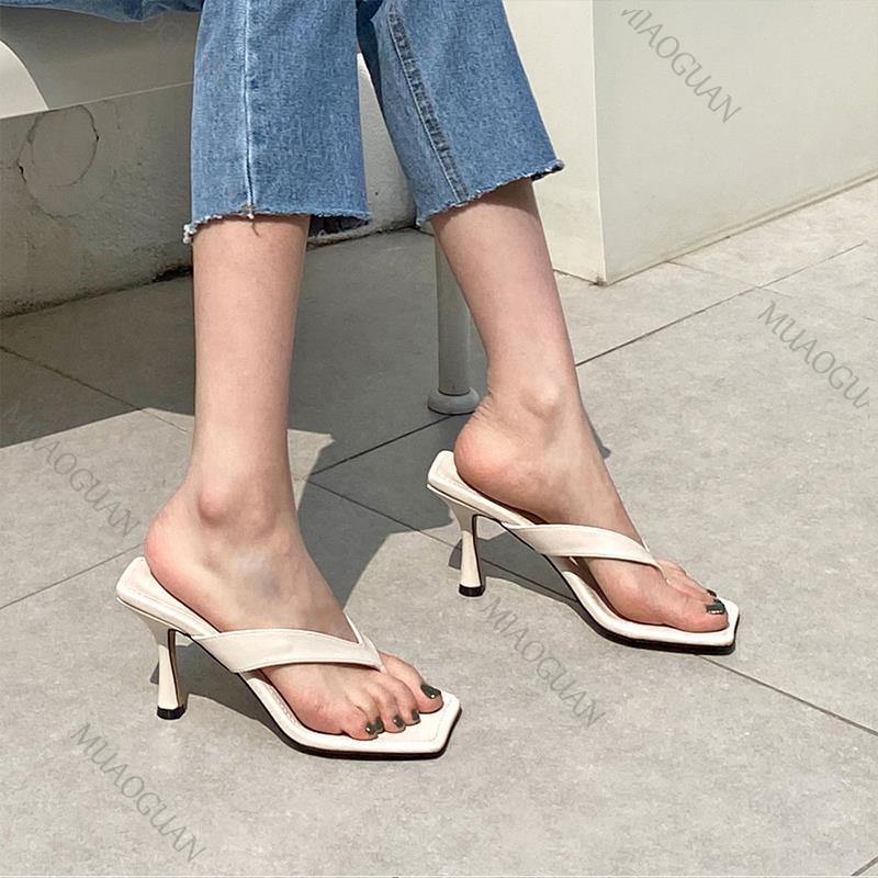 Fashion Sexy High Heels Slippers Clip Toe Heeled Sandals Woman Shoes 2025 Summer Elegant Flip Flops Stilettos Heel Solid Pumps Slipper