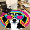 1pc Colorful Dog Sunglasses Chair Carpet for Office Non-Slip, Machine Washable Rug for Office - Holiday DecorMachine Made yy251029107