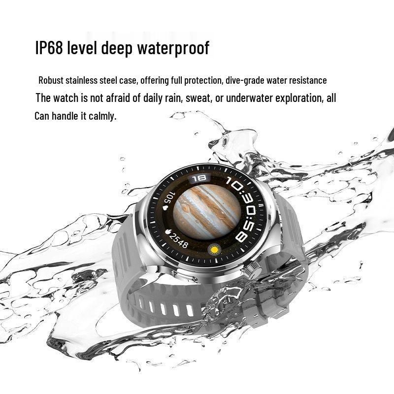 Round Watch4: Top Version Smartwatch with Bluetooth Call & Multifunctional Sports Features in Grey Black.