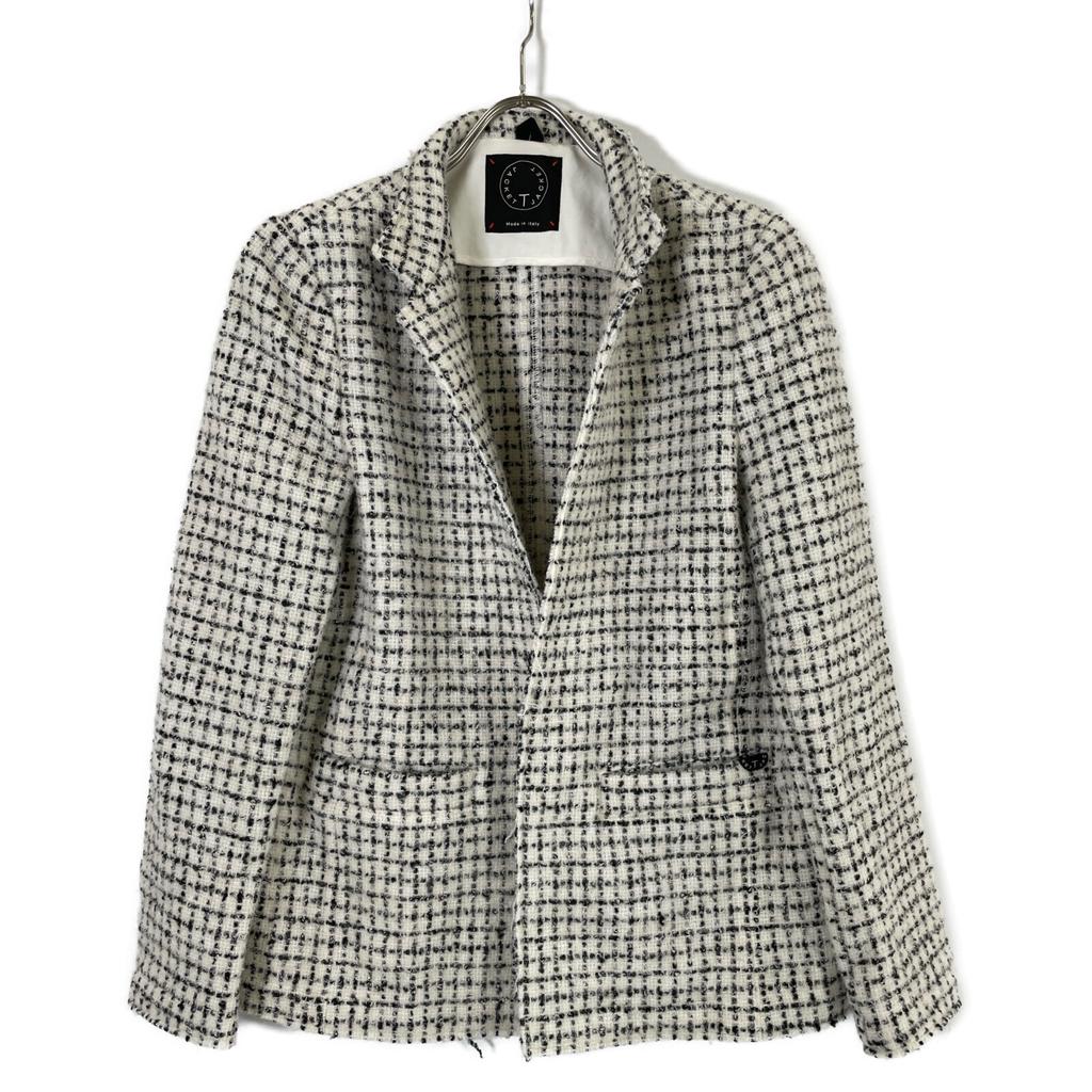 T-JACKET White X Black Wool Jacket Jacket M White X blackUsed