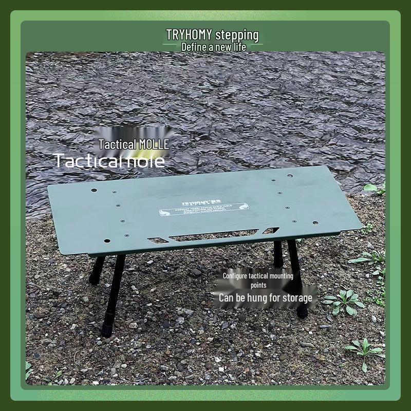 Tryhomy Outdoor Aluminum Folding Camping Table - Portable Picnic & Tactical Gear Storage Rack GENIUS Storage Rack (Single) - Army Green