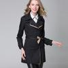Doppelreihiger Business-Trenchcoat Damen Klassischer Gürtel Europäisch Khaki Schwarz