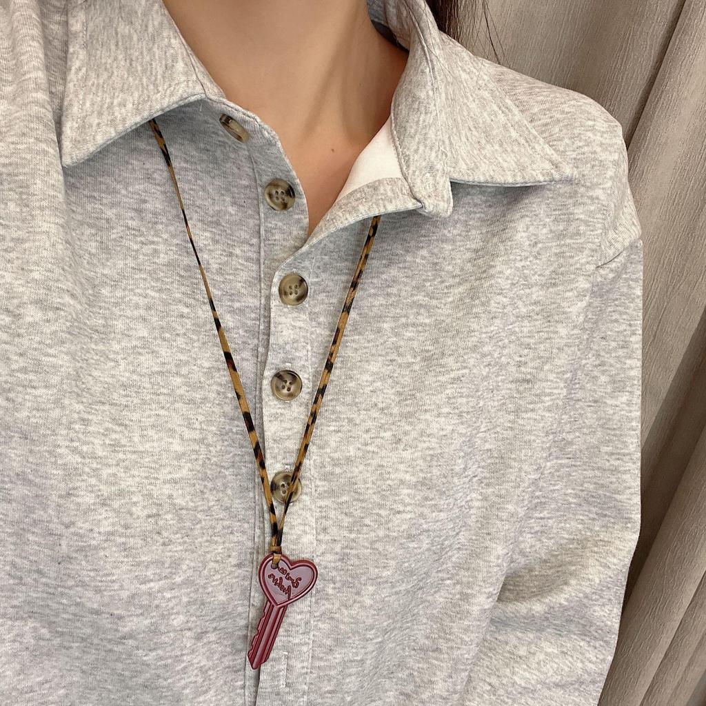 Red Floral Heart Necklace for Women - High-End 2024 Korean Fashion Sweater Chain for Autumn/Winter