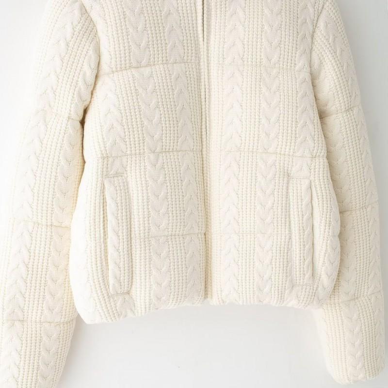 Womens Knit Wool-Blend Thick Jacket Casual Stand Collar Zipper Coat Style