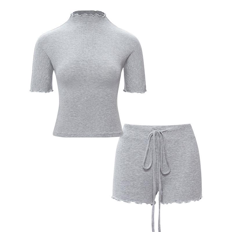 Modal! Summer 2026 Women's Slim-fit High Neck Short Sleeve T-shirt and Shorts Set