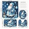 Blue Dreamy Santa Christmas-Themed Bathroom Set - Fade-Resistant Shower Curtain With Hooks, Non-Slip Rug, U-Shaped Mat & Toilet