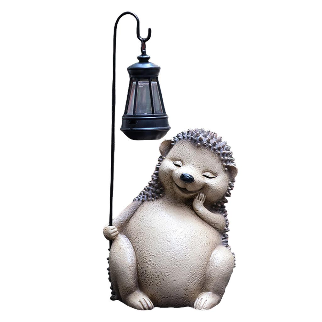 Hedgehog Sculpture Solar Garden Decorative Lights Garden Decoration Outdoor Hedgehog Decoration Earth Mother Statue