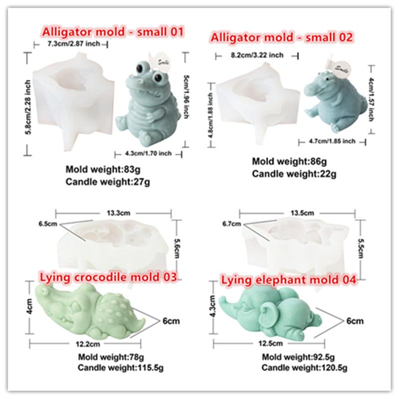 Cartoon Animal Statue Lying Elephant Cartoon Crocodile Silicone Mold DIY Candle Making Molds Plaster Ornaments Home Decor Gifts