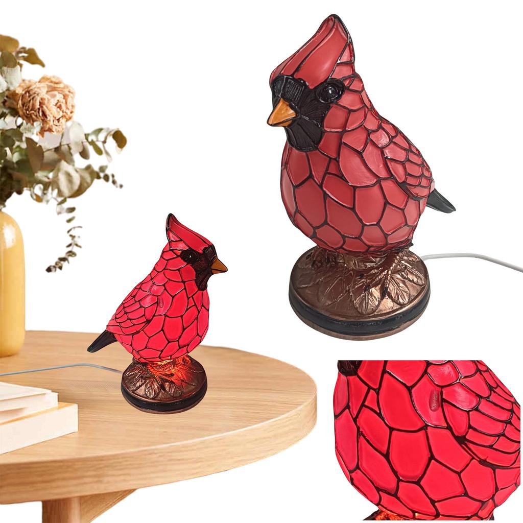 14/17cm Tall Cardinal Lamp Christmas Art Decor Light Red Bird Night Light for Home Decor Resin Red Bird Table Lamp