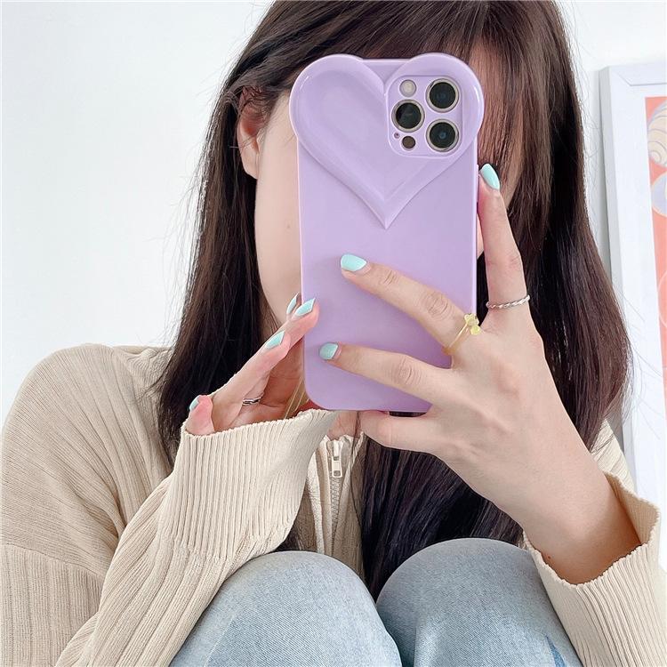 Fashion Cute Love Heart Clear Phone Case For iPhone 16 Pro Max 15 14 13 12 11 X XR XS 7 8 Plus Candy Color Soft Shockproof Cover