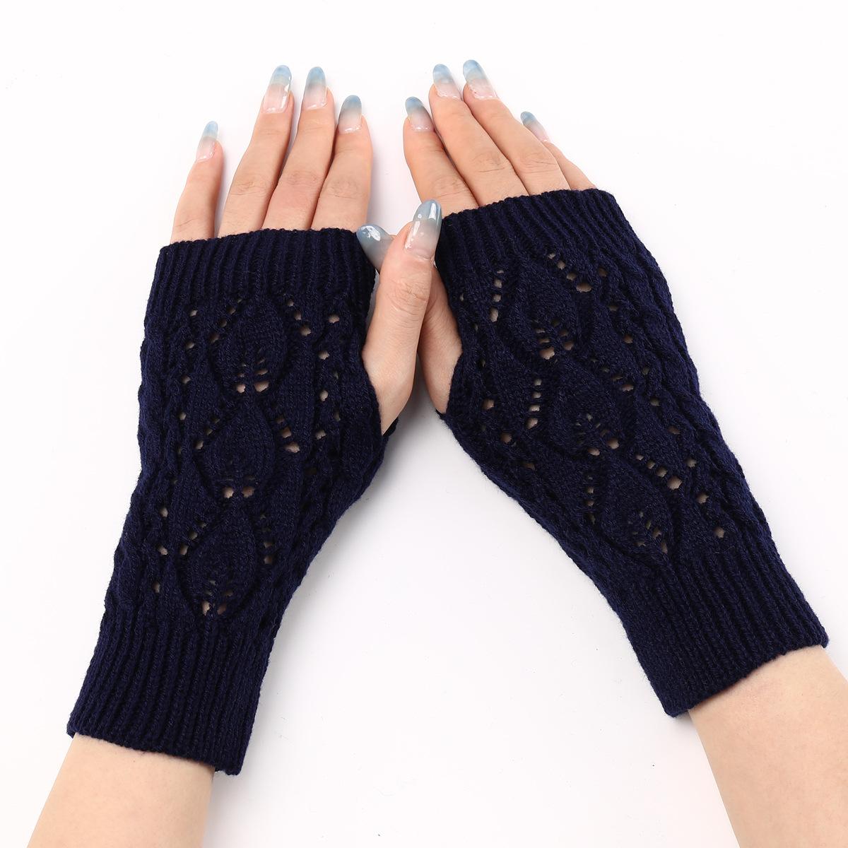 

Новые осенние и зимние теплые модные женские перчатки с полупальцами, нескользящие теплые милые женские перчатки one size тёмно-синий
