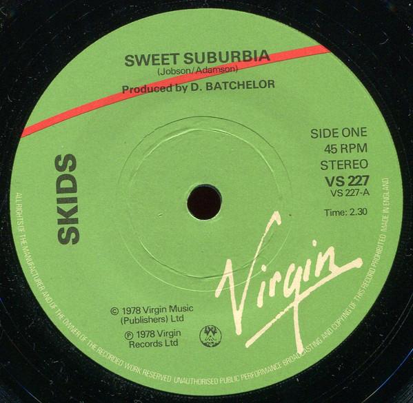 

Скиды для 7-дюймовой пластинки SKIDS Sweet Suburbia VS227 Virgin 1978 UK Rock Б/у