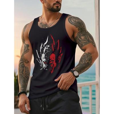 Men's Loose Basic Tank Top - Polyester Sleeveless, Relaxed Fit for Daily Errands & Home Lounge