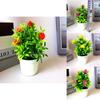 Artificial Rose Miniature Potted Plant With Plastic Construction For Home Decor And Gift