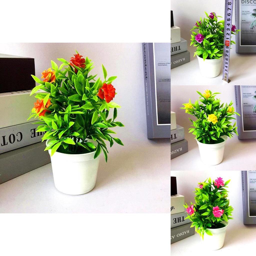 Artificial Rose Miniature Potted Plant With Plastic Construction For Home Decor And Gift