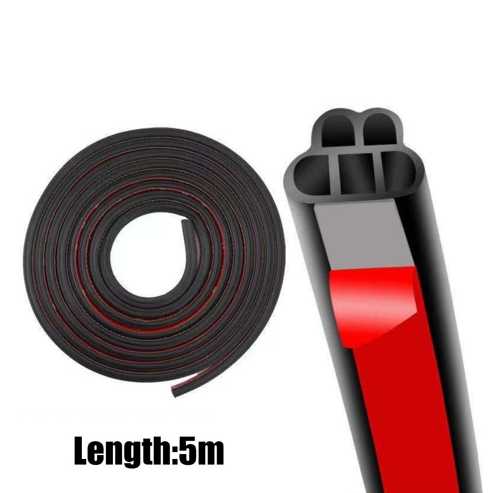 5/1m Car Rubber Door Seal Strip Soundproof Door Seal Trim Universal Noise Insulation EPDM Rubber Waterproof Seals Accessories