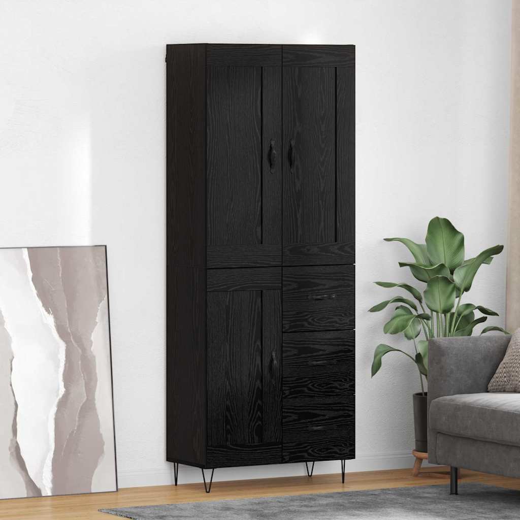 Highboard Black Oak Effect 69.5 x 34 x 180 cm Particleboard
