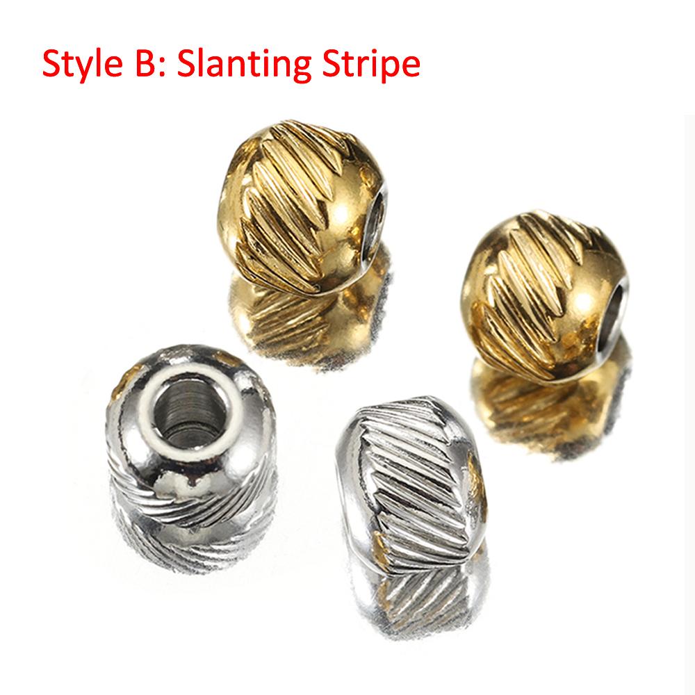 50pcs Stainless Steel Beads Gold Color 4mm 6mm Ridged Cyclinder Tube Spacer Loose Beads for Jewelry Making DIY Findings