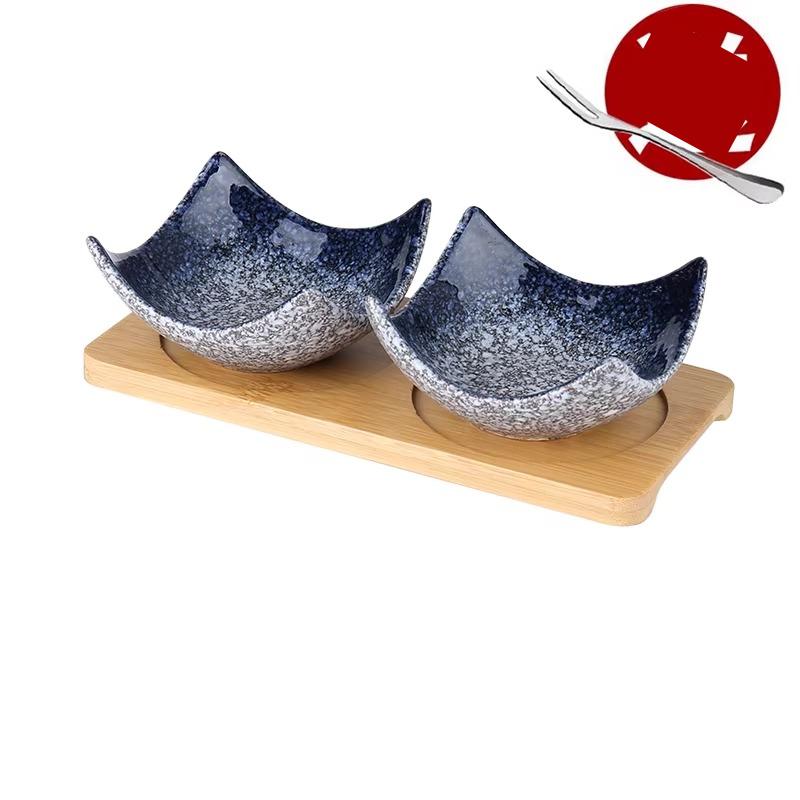

BEPAN 1PC Oriental Retro Compartment Dried Fruit Nut Plate Zen Chinese Style Fruit Snack Dish for Winter Tea Ceremony